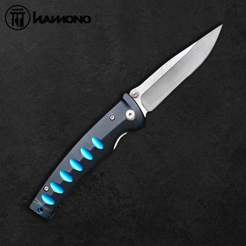 Dao Gấp MCUSTA Damascus Lõi VG10 Cán Xanh Đen